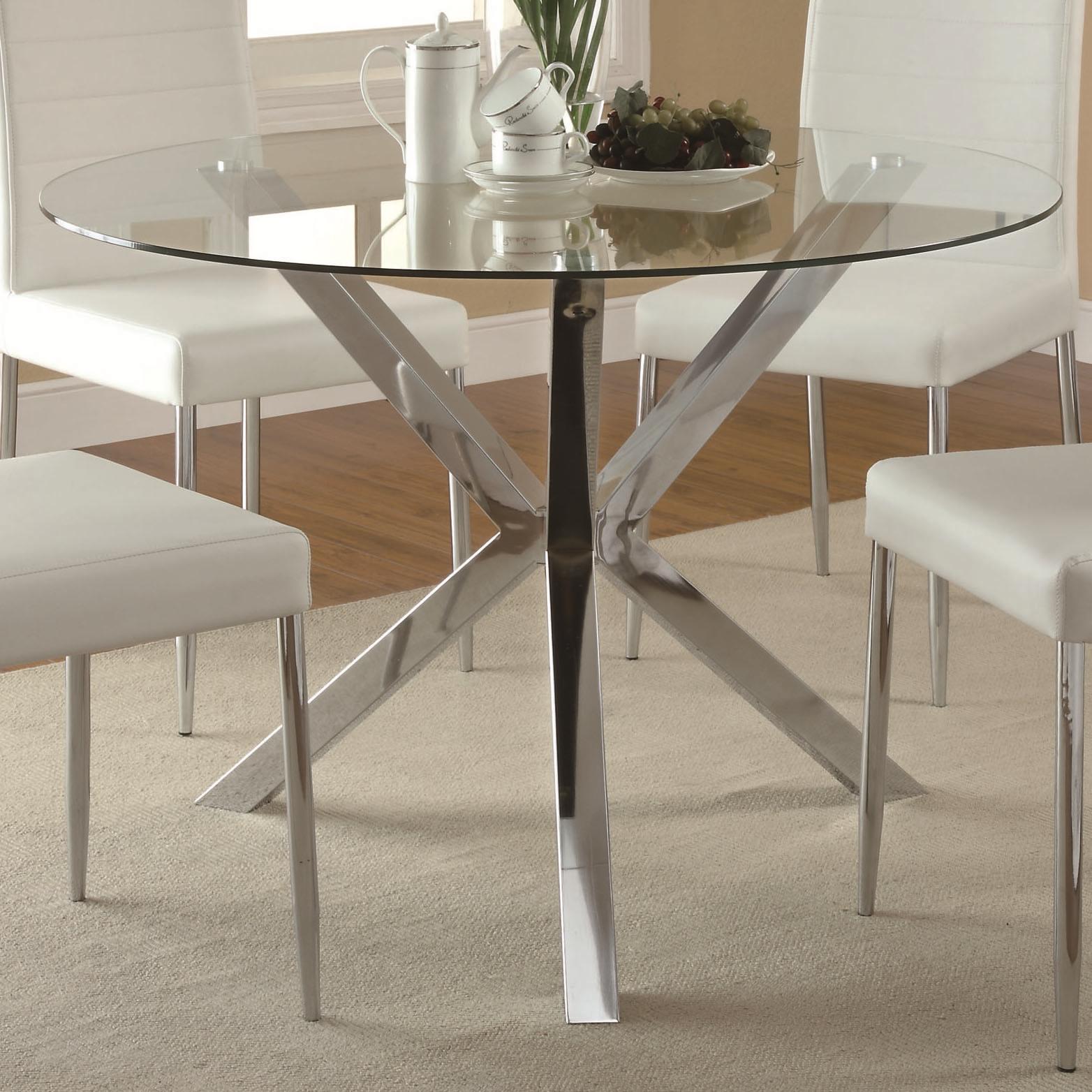Coaster 2388 cleveland round chrome plated dining table with clearance white